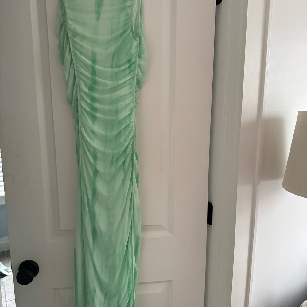 Zara Mint Green Ruched Midi Dress
